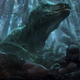A dinosaur with soldiers in the jungle